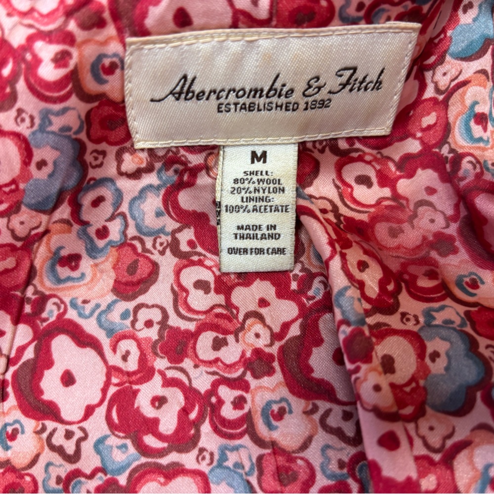 Abercrombie & Fitch Brown and Tan Tweed Cropped Jacket with Floral Lining